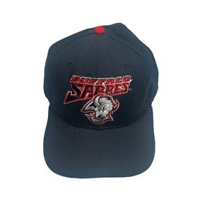 Vintage 1997 RARE Black & Red  NHL Buffalo Sabres New Era Fitted‎ Hat Size 7 3/8